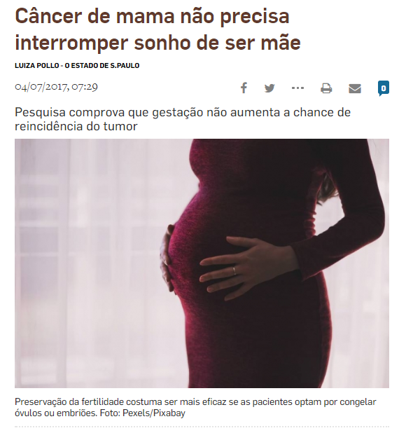 Câncer de mama não precisa interromper sonho de ser mãe