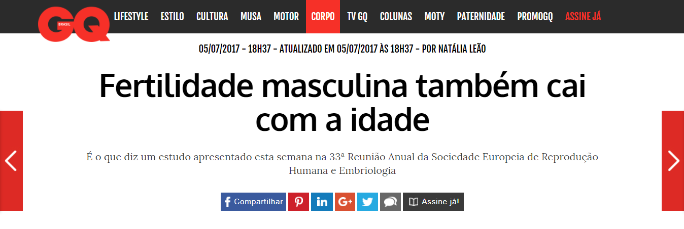 Fertilidade masculina também cai com a idade