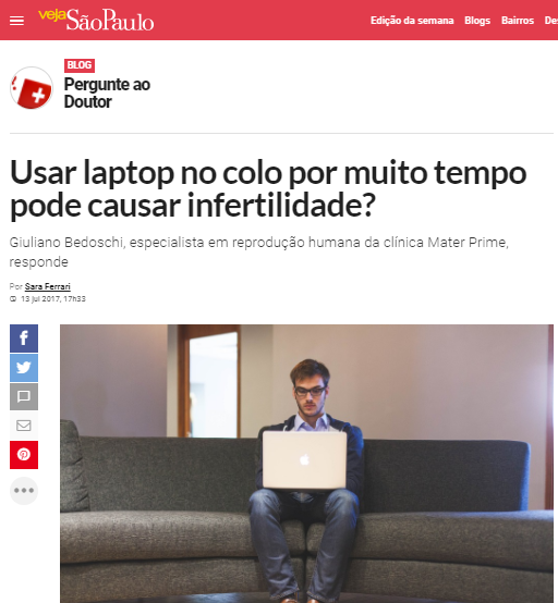 Usar laptop no colo por muito tempo pode causar infertilidade