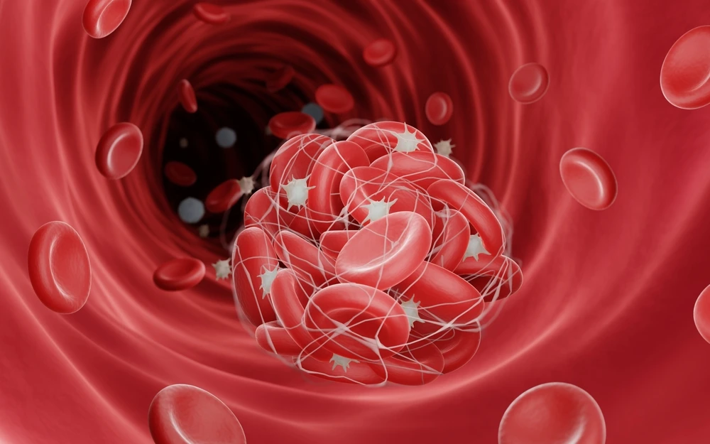 Ilustração de células de sangue no organismo